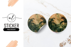 Round Sticker Png Tropical Jungle Palm Leaves and Textured Product Image 1