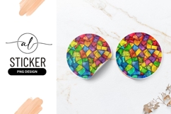 Abstract Colorful Stained Glass Circle Round Sticker Png Product Image 1