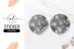 Silver Bursting Star Sparkle Round Sticker Png Product Image 1
