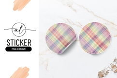 Pastel Plaid Round Sticker Png Background Texture Product Image 1