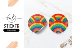Watercolor Rainbow Circle Illustration Round Sticker Png Product Image 1