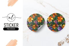 Floral Stained Glass Pattern Round Sticker Png Product Image 1
