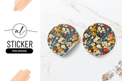 Vibrant Floral Meadow Circle Pattern Round Sticker Png Product Image 1