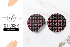 Pink Bow Pattern Round Sticker Png Product Image 1