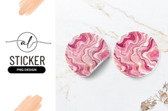 Abstract Pink And White Marble Texture Round Sticker Product Image 1