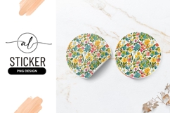 Vibrant Floral Watercolor Round Sticker Png Design Product Image 1
