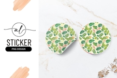 Tropical Leaves Seamless Pattern Round Sticker Png Product Image 1