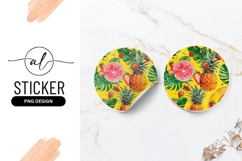 Tropical Fruit Pattern Round Sticker Png Design Product Image 1