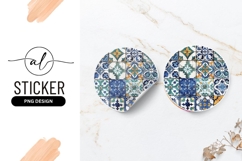 Round Sticker Png Of Vintage Tile Background Product Image 1