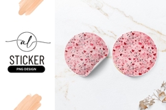 Pink Watercolor Heart Vines Round Sticker Png Product Image 1