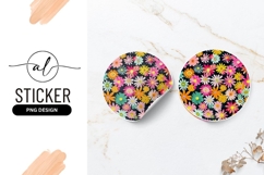 Colorful Floral Pattern Round Sticker Png Product Image 1