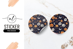 Halloween Pumpkins Moons Stars Round Sticker Png Product Image 1