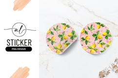 Lemons And Leaves Pattern Round Sticker Png Product Image 1