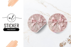 Pink Floral Round Sticker With Satin Bow Png Product Image 1