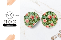 Pink Roses Floral Pattern Round Sticker Png Product Image 1