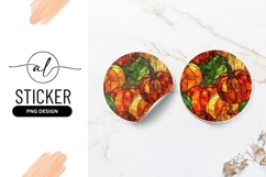 Stained Glass Pumpkins Round Sticker Png Illustration Product Image 1