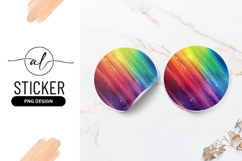 Rainbow Watercolor Background With Stars Round Sticker Png Product Image 1