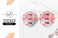 Watercolor Macarons Seamless Pattern Round Sticker Png Product Image 1
