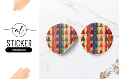 Colorful Christmas Trees Pattern Round Sticker Png Product Image 1
