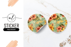 Tropical Floral Pattern With Hibiscus Round Sticker Png Product Image 1
