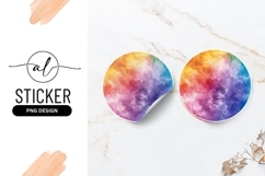 Colorful Abstract Watercolor Texture Round Sticker Png Product Image 1
