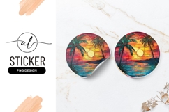 Tropical Sunset Palm Trees Round Sticker Png Image Product Image 1