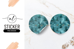 Teal Christmas Tree Festive Holiday Round Sticker Png Product Image 1