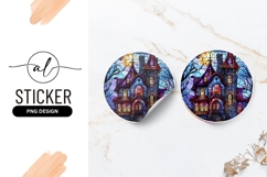Haunted Mansion Spooky House Round Sticker Png Product Image 1