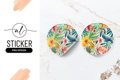 Tropical Birds And Flowers Round Sticker Png Product Image 1
