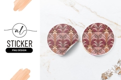 Art Deco Pink Floral Pattern Round Sticker Png Product Image 1