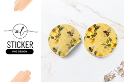 Bees And Yellow Flowers Round Sticker Png Product Image 1