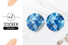 Blue Floral Alcohol Ink Art Round Sticker Png Product Image 1