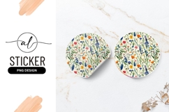 Colorful Wildflower Meadow Round Sticker Png Design Product Image 1