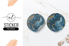 Abstract Marble Art Blue And Gold Round Sticker Product Image 1