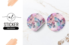 Colorful Butterfly Watercolor Illustration Round Sticker Png Product Image 1