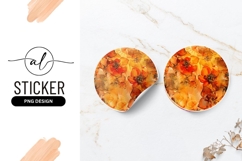 Abstract Orange Flower Illustration Round Sticker Png Product Image 1