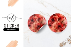 Abstract Red Poppy Floral Alcohol Ink Round Sticker Product Image 1