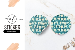Cute Tooth Pattern On Blue Round Sticker Png Product Image 1