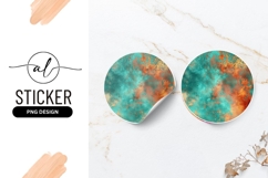 Teal Copper Circular Abstract Round Sticker Png Product Image 1