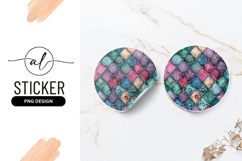 Quilted Colorful Round Sticker Png Design Product Image 1