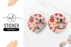 Bee On Cup Love Hearts Round Sticker Png Product Image 1