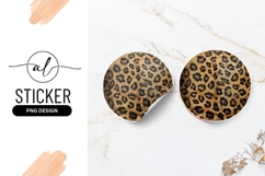 Leopard Print Brown Round Sticker Png Design Product Image 1