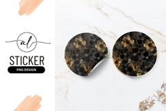 Black And Gold Floral Round Sticker Png Product Image 1