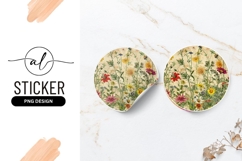 Vintage Floral Round Sticker Png Illustration Product Image 1