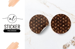 Golden Hearts And Filigree On Brown Round Sticker Product Image 1