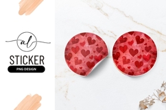 Red Hearts Pattern Round Sticker Png Product Image 1