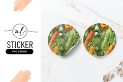 Fresh Vegetables Watercolor Illustration Round Sticker Png Product Image 1
