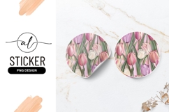 Colorful Tulip Flower Pattern Design Round Sticker Png Product Image 1