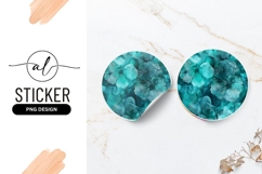 Turquoise Floral Circle Design Round Sticker Png Product Image 1