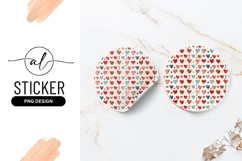 Watercolor Hearts Pattern Round Sticker Png Product Image 1